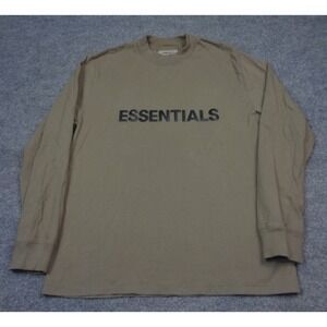 Fear Of God Essential Long Sleeve T-Shirt Mens S Brown Classic Designer